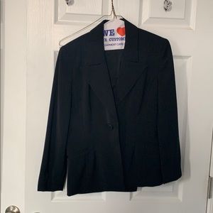 Women’s black suit with shadow pinstripes